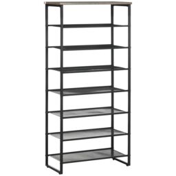 HOMCOM 8-Tier Metal Shoe Rack Storage Organiser with Mesh Shelves in Black - thumbnail 2