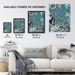 "Artery8 Coral Reef Life Aquatic Blue Landscape Design Wall Art Print - Size: W24"" x H32""" - thumbnail 3