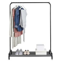 House of Home Clothes Rail Garment Rack With Shoe Storage Shelf Adjustable Feet Easy Build in Black - thumbnail 5