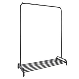House of Home Clothes Rail Garment Rack With Shoe Storage Shelf Adjustable Feet Easy Build in Black - thumbnail 4
