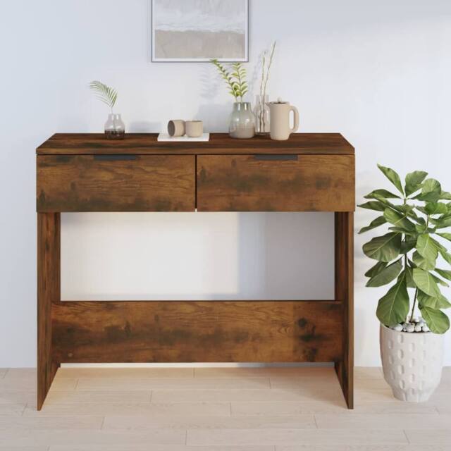 Berkfield Home Decorative Console Table Smoked Oak 90x36x75 cm Engineered Wood in Brown - Size: 90 x 36 x 75 cm - image 1