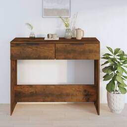 Berkfield Home Decorative Console Table Smoked Oak 90x36x75 cm Engineered Wood in Brown - Size: 90 x 36 x 75 cm