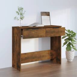 Berkfield Home Decorative Console Table Smoked Oak 90x36x75 cm Engineered Wood in Brown - Size: 90 x 36 x 75 cm - thumbnail 2