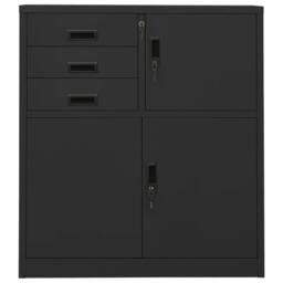 Berkfield Home Office Cabinet Anthracite 90x40x102 cm Steel in Black - Size: 90 x 40 x 102 cm - thumbnail 3