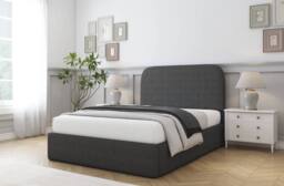 "Comfort Beds Diana Dumfries Bed Frame - 45"" Upholstered Headboard in Dark Grey - Size: King"