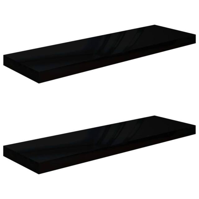 Berkfield Home Floating Wall Shelves 2 pcs High Gloss Black 80x23.5x3.8 cm MDF - image 1