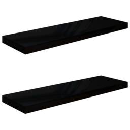Berkfield Home Floating Wall Shelves 2 pcs High Gloss Black 80x23.5x3.8 cm MDF - thumbnail 1