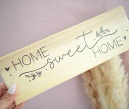 Amaya Rose Ltd Home Sweet Home Wall or Shelf Sign. Solid Wood Plaque. Wooden Décor in Beige - thumbnail 5