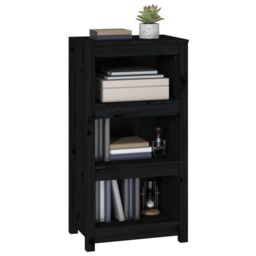 Berkfield Home Book Cabinet Black 50x35x97 cm Solid Wood Pine - Size: 50 x 35 x 97 cm - thumbnail 4