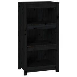 Berkfield Home Book Cabinet Black 50x35x97 cm Solid Wood Pine - Size: 50 x 35 x 97 cm - thumbnail 2