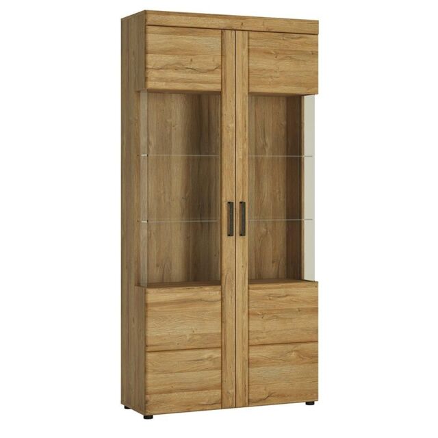 Furniture To Go Cortina Tall Wide 2 Door glazed Display Cabinet in Brown