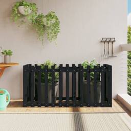 Berkfield Home Garden Raised Bed with Fence Design Black 150x50x70 cm Solid Wood Pine - Size: 150 x 50 x 70 cm - thumbnail 2