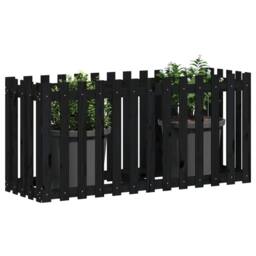 Berkfield Home Garden Raised Bed with Fence Design Black 150x50x70 cm Solid Wood Pine - Size: 150 x 50 x 70 cm
