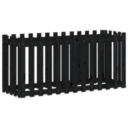 Berkfield Home Garden Raised Bed with Fence Design Black 150x50x70 cm Solid Wood Pine - Size: 150 x 50 x 70 cm - thumbnail 4