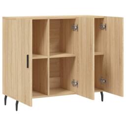 Berkfield Home Sideboard Sonoma Oak 90x34x80 cm Engineered Wood in Light Brown - Size: 90 x 34 x 80 cm - thumbnail 5