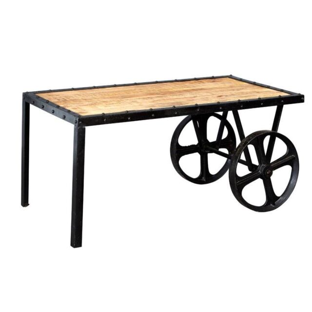 IH Design Franciscan Upcycled Industrial Vintage Mintis Cart Coffee Table in Brown - image 1