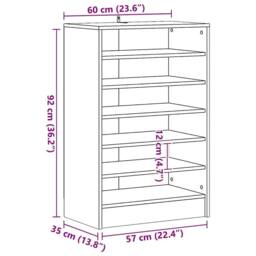Berkfield Home Shoe Cabinet Concrete Grey 60x35x92 cm Engineered Wood - Size: 60 x 35 x 92 cm - thumbnail 9