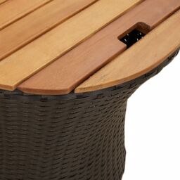 Berkfield Home Garden Side Tables 2 pcs with Wooden Top Black Poly Rattan - thumbnail 8