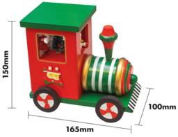 mysmartbuy Wooden Christmas Train Music Box Red & Green, Wind-Up Ornament - thumbnail 2