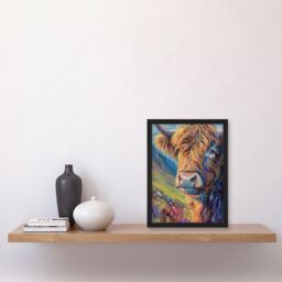 Artery8 Wall Art Print Scottish Highland Cow Hairy Coo Oil Painting Art Framed Poster in Black - Size: A4 - thumbnail 4