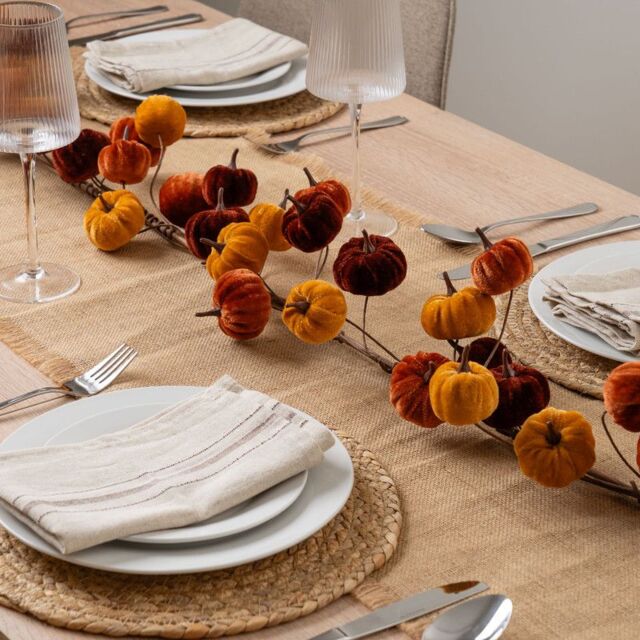 Scottish Everlastings Ltd 150cm Velvet Pumpkin Garland Brown - image 1