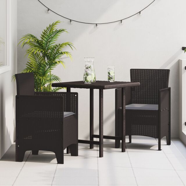 Berkfield Home Garden Chair Set of 2 Brown, Anthracite Plastic, Cushions in Brown - image 1