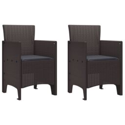 Berkfield Home Garden Chair Set of 2 Brown, Anthracite Plastic, Cushions in Brown - thumbnail 2