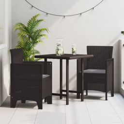 Berkfield Home Garden Chair Set of 2 Brown, Anthracite Plastic, Cushions in Brown - thumbnail 1