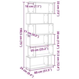 Berkfield Home Decorative Bookcase Black Oak 80x24x190.5 cm Engineered Wood - thumbnail 9
