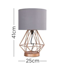 ValueLights Melrose Pair of Copper Table Lamps Touch On/Off Dimmable - thumbnail 6