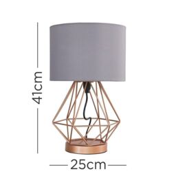 ValueLights Melrose Pair of Copper Table Lamps Touch On/Off Dimmable - thumbnail 5