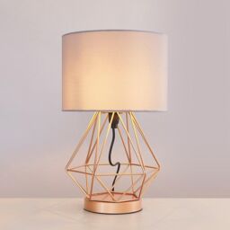 ValueLights Melrose Pair of Copper Table Lamps Touch On/Off Dimmable - thumbnail 1