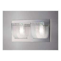 Netlighting Charis Flush Wall Lamp Switched 2 Light Polished Chrome Glass Crystal in Grey - thumbnail 2