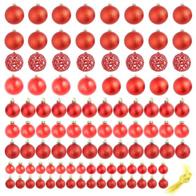 Berkfield Home 100 Piece Christmas Ball Set 3/4/6 cm Red - image 1
