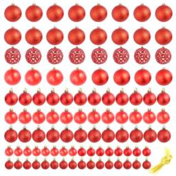 Berkfield Home 100 Piece Christmas Ball Set 3/4/6 cm Red - thumbnail 1