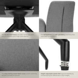 tectake Swivel Chair Daya Set Of 4 - Anthracite in Dark Grey - Size: 4 Pack - thumbnail 5