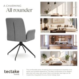 tectake Swivel Chair Daya Set Of 4 - Anthracite in Dark Grey - Size: 4 Pack - thumbnail 7