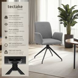tectake Swivel Chair Daya Set Of 4 - Anthracite in Dark Grey - Size: 4 Pack - thumbnail 2