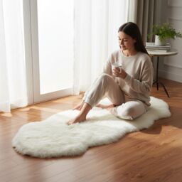 Infinity Leather Luxury Genuine Sheepskin Double Natural Fluffy Soft Real Wool Rug in White - Size: 180 cm x 60 cm - thumbnail 2