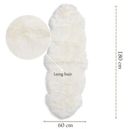 Infinity Leather Luxury Genuine Sheepskin Double Natural Fluffy Soft Real Wool Rug in White - Size: 180 cm x 60 cm - thumbnail 3