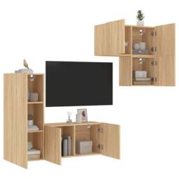 Berkfield Home Versatile 4 Piece TV Wall Units Sonoma Oak Engineered Wood in Tan - thumbnail 2