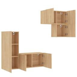 Berkfield Home Versatile 4 Piece TV Wall Units Sonoma Oak Engineered Wood in Tan - thumbnail 4