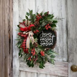 Leaper 45CM Christmas Vine Wreath Decoration Hanging Ornament in Green - thumbnail 2