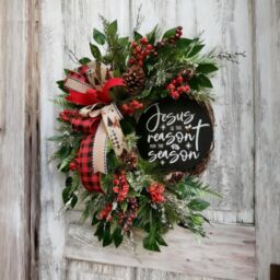 Leaper 45CM Christmas Vine Wreath Decoration Hanging Ornament in Green - thumbnail 5