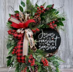 Leaper 45CM Christmas Vine Wreath Decoration Hanging Ornament in Green - thumbnail 3