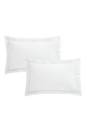 Bianca 'Lottie Floral Embroidery' 180 Thread Count Cotton Oxford Pillowcase in White - thumbnail 4