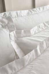 Bianca 'Lottie Floral Embroidery' 180 Thread Count Cotton Oxford Pillowcase in White - thumbnail 2