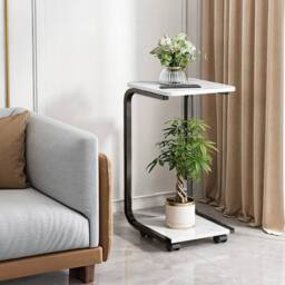 KORVIXA Black C-Shaped Side End Table - Size: 100 cm x 100 cm - thumbnail 4
