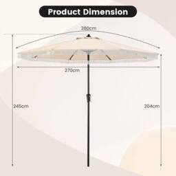 Gymax 9 FT Patio Umbrella Tassel Umbrella With Fringe Tilt & Vented Top in Beige - thumbnail 2