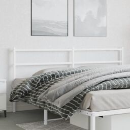 Berkfield Home Metal Headboard White 193 cm - thumbnail 1